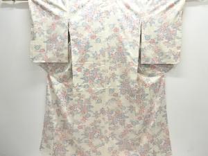 未使用品　花模様織り出し手織り紬着物